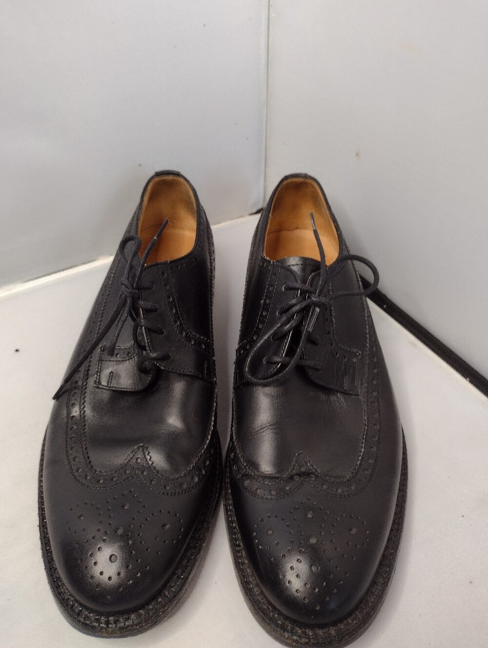 Jack Erwin  Hubert Leather Dress Shoes Oxford Cap Toe Lace 7.5 Black Mens B